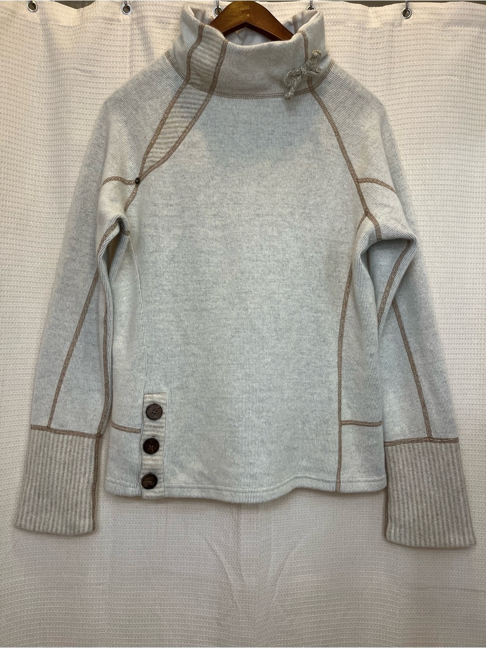 prAna Lucia Wool Blend Cowl Neck Women’s Medium Sweater - Oatmeal / Light Gray